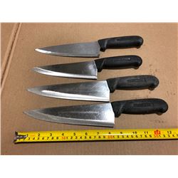 USED SHARPENED KNIVES BLACK HANDLE  - LOT OF 4