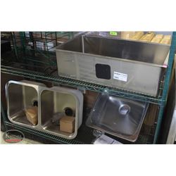 GROUP OF 3 ASSORTED S/S SINKS(ALL NEW)