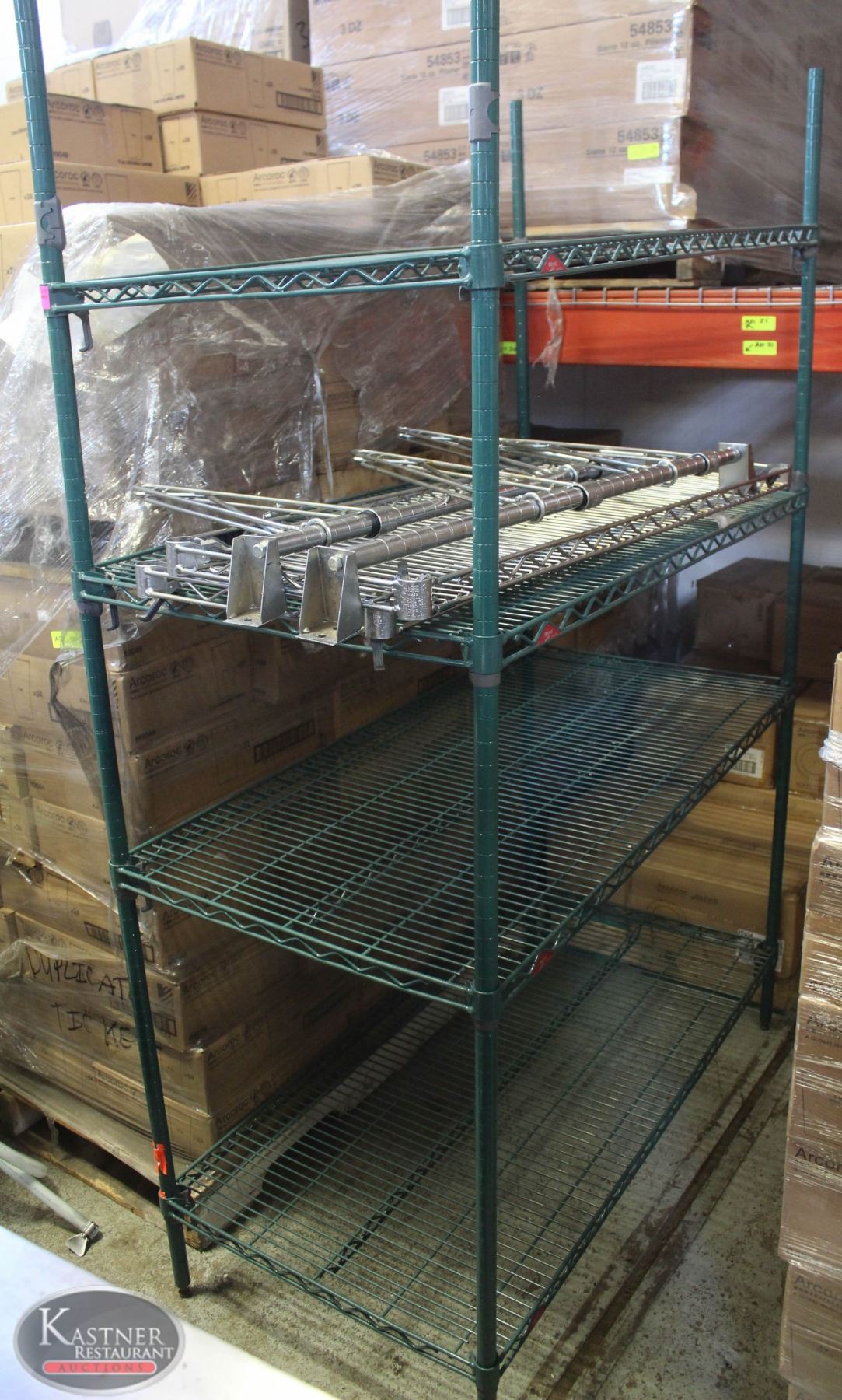 4FT, 4-TIER COMMERCIAL GREEN-WIRE STORAGE RACK - Kastner Auctions