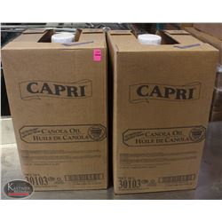 TWO 16L JUGS OF CAPRI CANOLA OIL-UNOPENED
