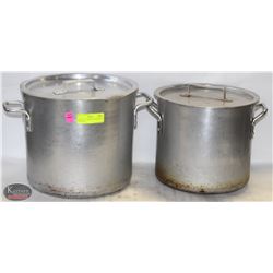 LOT OF 2 ALUMINUM STOCK POTS WITH LIDS