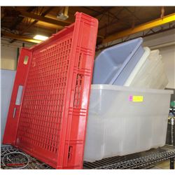 LOT OF 7 TOTES SOLD WITH 1 BREAD TRAY.