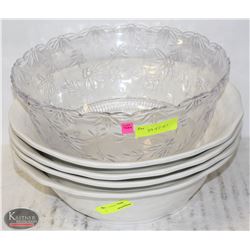 LOT OF 5 LARGE SALAD SERVING BOWLS