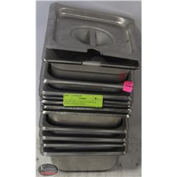 LOT OF TEN 1/6 SIZE STAINLESS STEEL INSERTS WITH