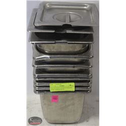 LOT OF EIGHT 1/6 SIZE STAINLESS STEEL INSERTS WITH