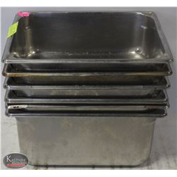 LOT OF SIX 1/2 SIZE STAINLESS STEEL INSERTS