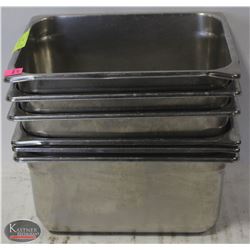 LOT OF SIX 1/2 SIZE STAINLESS STEEL INSERTS