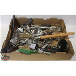 FLAT OF ASSORTED COMMERCIAL KITCHEN UTENSILS