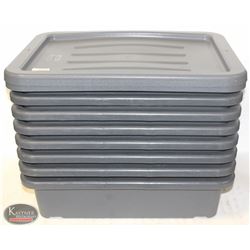 LOT OF 8 CONTINENTAL POLY-BUSBINS W/ 2 LIDS