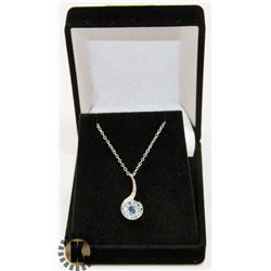 #34-GENUINE SKY  BLUE TOPAZ PENDANT NECKLACE
