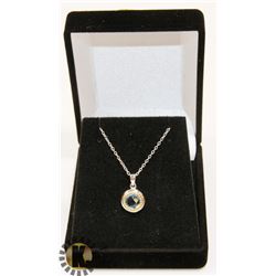 #29-GENUINE SKY  BLUE TOPAZ PENDANT NECKLACE