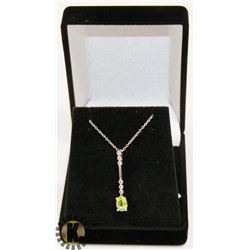 #38-GENUINE GREEN PERIDOT PENDANT NECKLACE