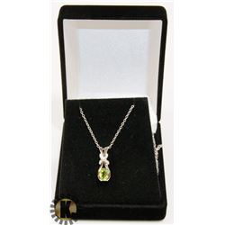 #35-GENUINE GREEN PERIDOT PENDANT NECKLACE