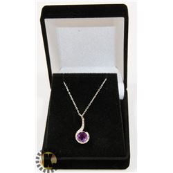 #45-GENUINE PURPLE AMETHYST PENDANT NECKLACE
