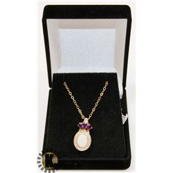#22-AMETHYST & OPAL PENDANT NECKLACE