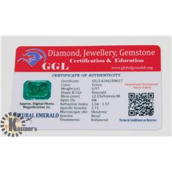 #78-GENUINE EMERALD LOOSE GEMSTONE 6.97CT