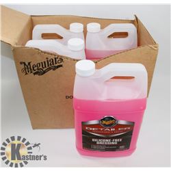 LOT OF 4 MEGUIARS 3.78L SILICONE FREE DRESSING.