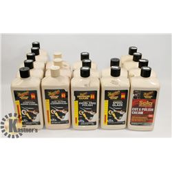 BOX OF MEGUIARS POLISH AND GLAZES.