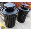 Image 1 : LOT OF 2 BLACK METAL WASTE BINS