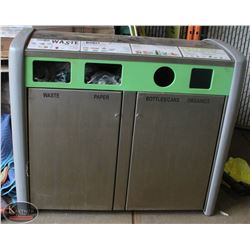 3 METAL 4 COMPARTMENT COMMERCIAL WASTE BIN