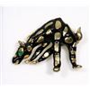 Image 1 : ENAMEL GIRAFFE BROOCH W/ GREEN RHINESTONE EYES
