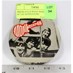 1966 BLACK & WHITE BAND PHOTO OF THE MONKEES PIN
