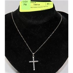 STERLING SILVER CHAIN WITH CROSS