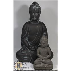 LOT OF 2 BUDDHA STATUETTES, 1 LARGE, 1 SMALL