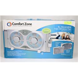 COMFORT ZONE 9" REVERSIBLE TWIN WINDOW FAN WITH