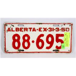 ALBERTA 1950 LICENSE PLATE EXPIRES  31.3.50