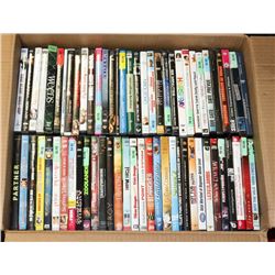 BOX OF 120 ASSORTED DVDS.