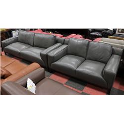 NEW GENUINE GREY LEATHER 89" SOFA W/ 67" LOVE SEAT