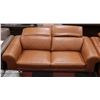 Image 2 : GENUINE BROWN LEATHER LIFT BACK 90" SOFA W/ 77"