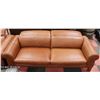 Image 3 : GENUINE BROWN LEATHER LIFT BACK 90" SOFA W/ 77"
