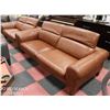 Image 4 : GENUINE BROWN LEATHER LIFT BACK 90" SOFA W/ 77"