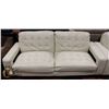 Image 3 : 86" IVORY LEATHER SOFA WITH MATCHING 60" LOVESEAT.