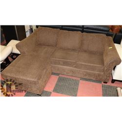 DARK BROWN CHENILLE SECTIONAL-REVERSIBLE