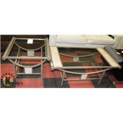 COFFEE & END TABLE IRON WITH MARBLE SQUARES