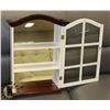 Image 2 : WALL MOUNTED CURIO CABINET - WHITE W/BROWN