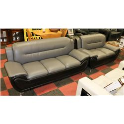 TWO TONE BLK/GREY CHROME LEGS 75" SOFA W/ 59"