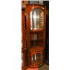 Image 1 : ESTATE WOOD CORNER CURIO CABINET, 17"X17"X72".