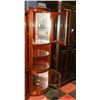 Image 3 : ESTATE WOOD CORNER CURIO CABINET, 17"X17"X72".