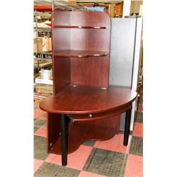 WOOD TONE CORNER DESK, 43"X43"X72".