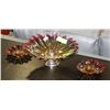 Image 1 : VINTAGE CARNIVAL GLASS PEDESTAL FRUIT DISH WITH