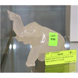 WHITE JADE STYLE TRUNK IN THE AIR ELEPHANT FIGURE