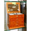 Image 1 : WOODEN JEWELLERY BOX WITH CONTENTS AND VANITY