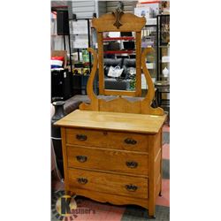 ELM MID CENTURY DRESSER W/  HEART MIRROR,