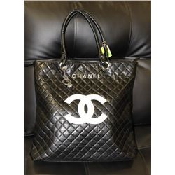 CHANEL REPLICA BLACK BAG, WHITE LOGO