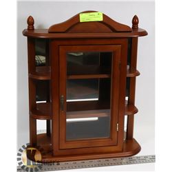 CHERRY WOOD WALL MOUNTED CURIO CABINET -