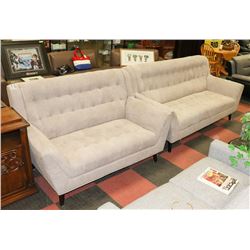 BEIGE FABRIC 82" SOFA WITH 61" LOVE SEAT.